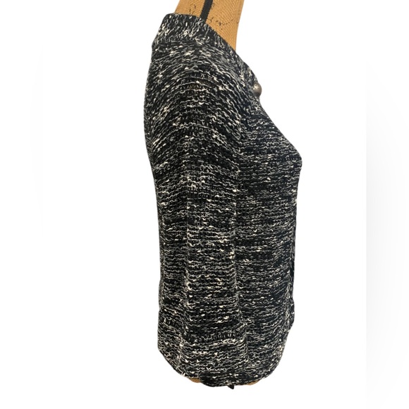 BCBGMAXAZRIA Black White Heather Single Button Heavyweight Cardigan Sweater - Picture 4 of 11